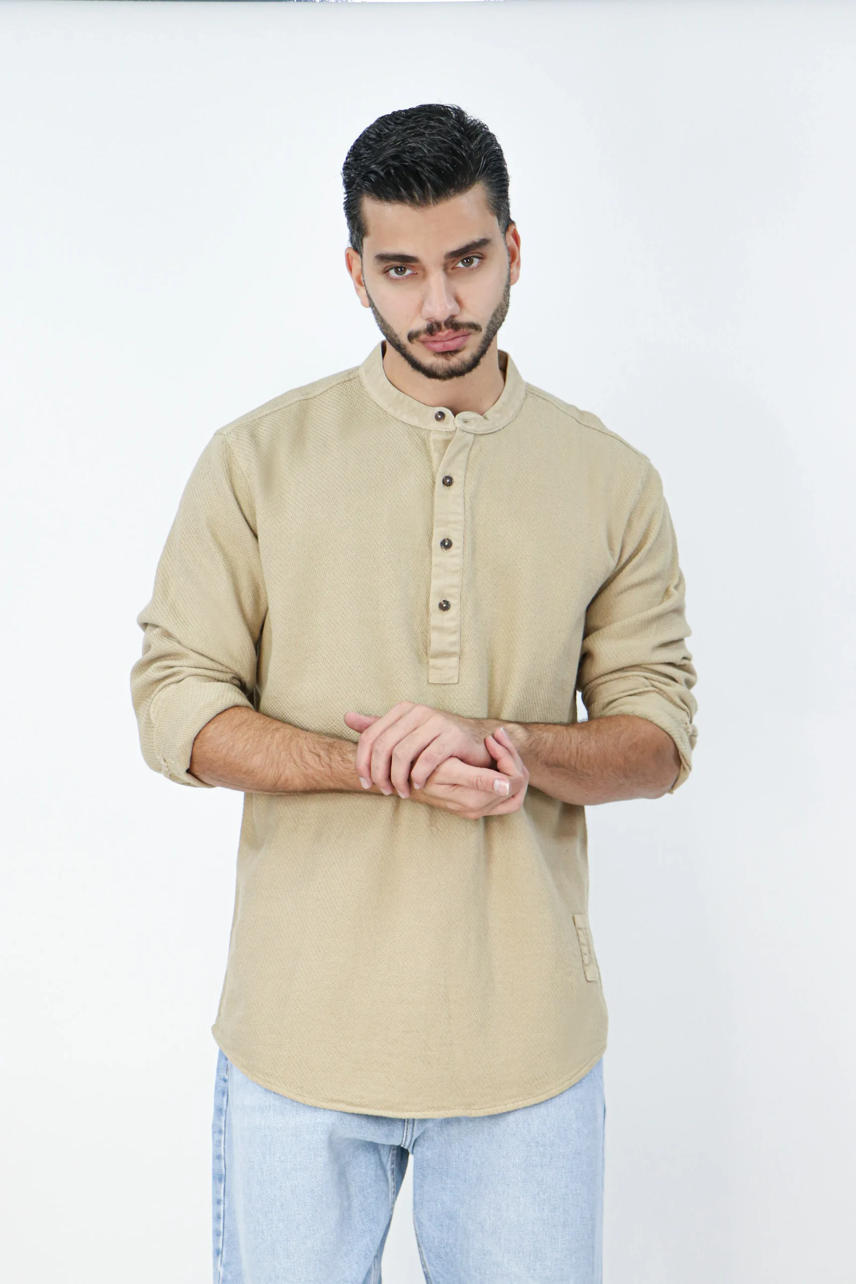 پیراهن کنفی یقه فرنچ