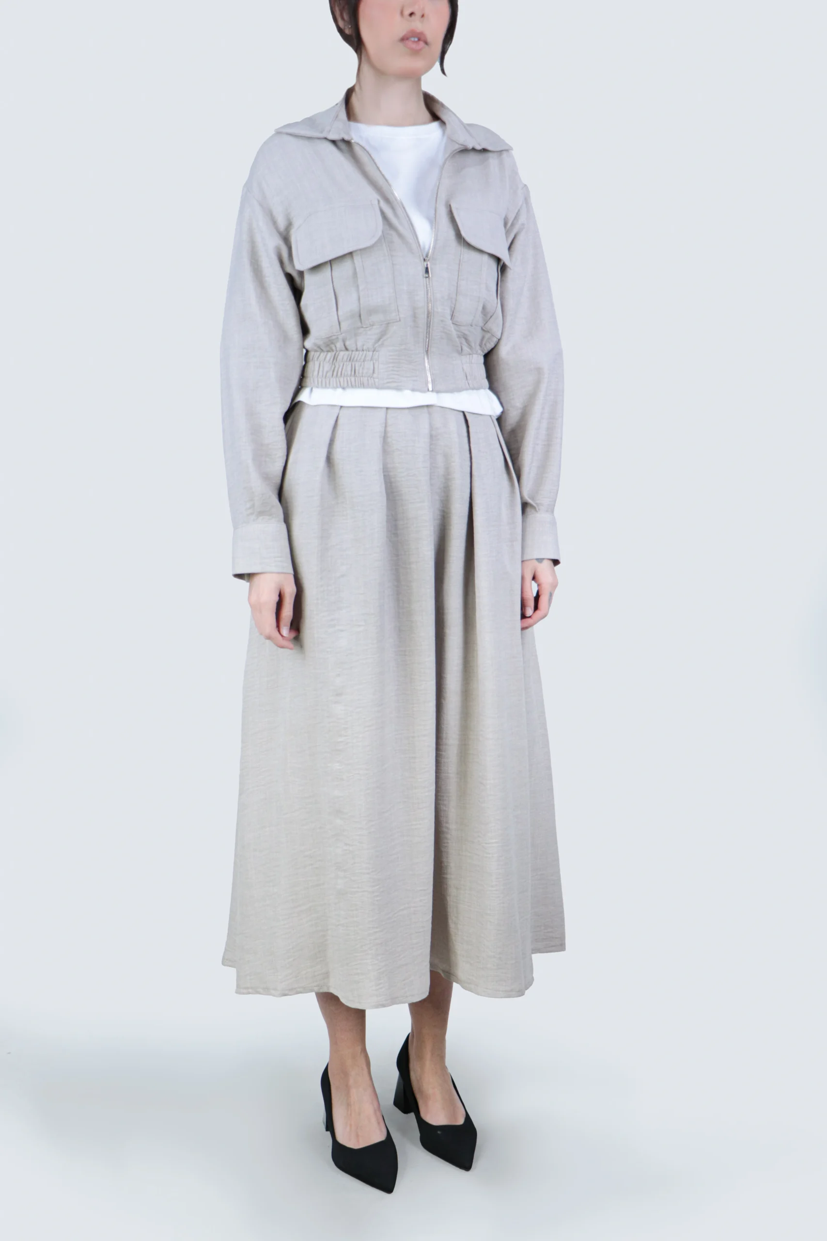 ست کت و دامن جیب دار