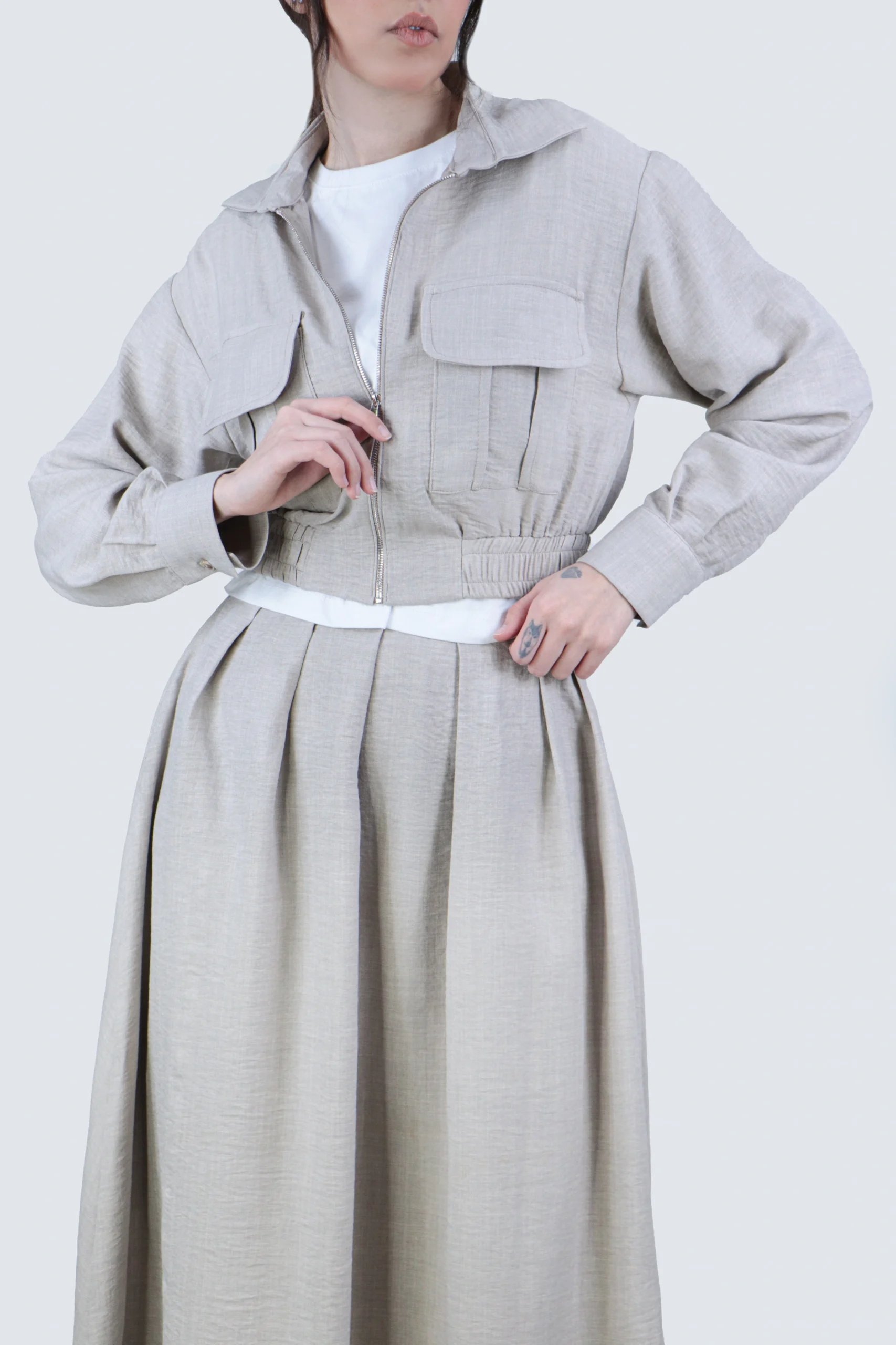 ست کت و دامن جیب دار - Image 3