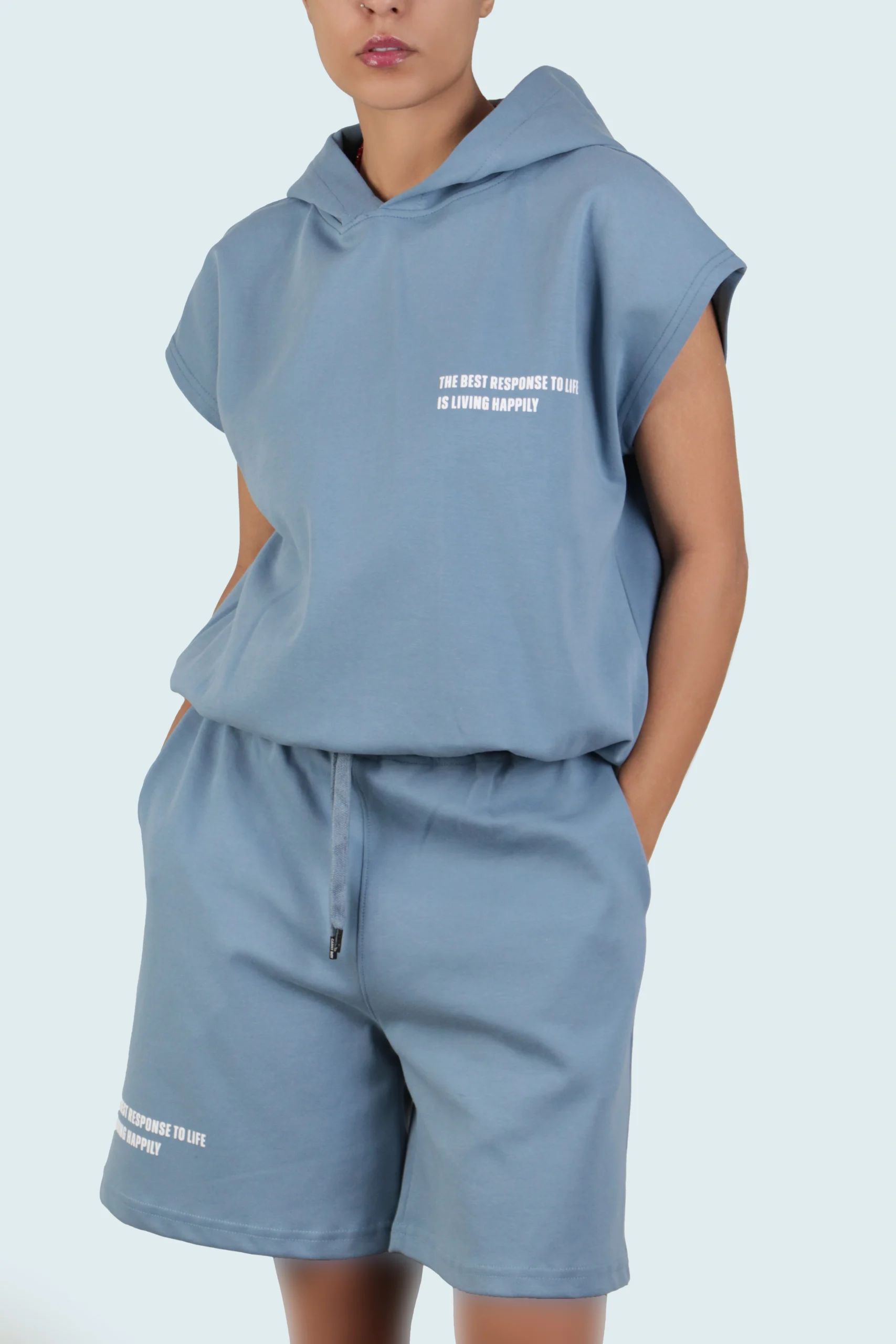 ست تیشرت و شلوارک کلاهدار